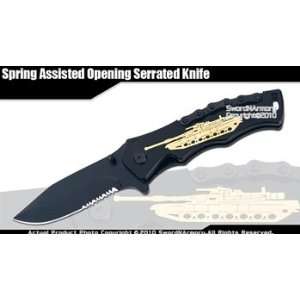  Spring Assisted Opening Serrated Knife Folder w/ Tank 