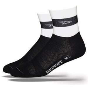 DeFeet AirEator 4in D Team Sprint Black/White Cycling/Running Socks 