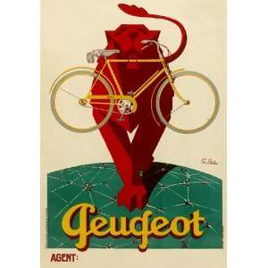  Peugeot Vintage Giclee Bicycle Poster 