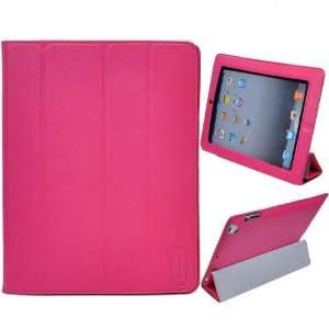   Wake up/ Sleep Protective PU Leather Stand Case for iPad 2 (Hot pink