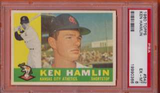 1960 Topps Baseball Ken Hamlin #542   PSA 6   Ex/Mint   Athletics 