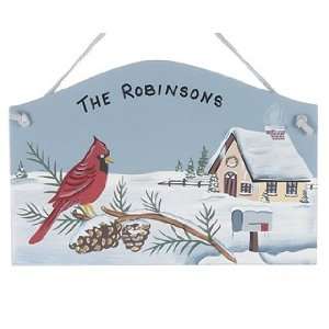   Red Cardinal Wood Plaque Christmas Ornament