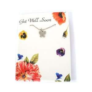  Fashion Jewelry ~ Get Well Message Card with Silvertone 