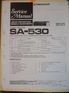 Pioneer Service Manual~SA 530 Stereo Amplifier Amp  