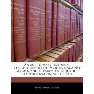  technical corrections to the Violence Against Women and Department 