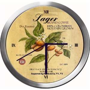  SAGER 14 Inch Coffee Metal Clock Quartz Movement Kitchen 