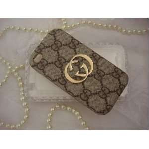  Luxury GG iPhone 4 4s Coffee Brown Canvas & Gold 