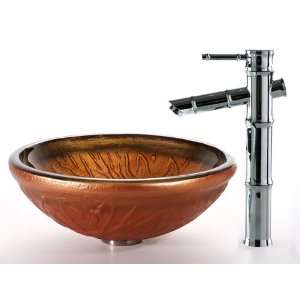  Copper Glass Vessel Sink and Bamboo Faucet C GV 600 19mm 