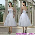 Custom 1950s Sleeveless Lace Tea Length Wedding Dress Sweetheart 