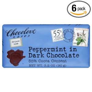Chocolove Peppermint Dark Chocolate, 3.2000 ounces (Pack of 6)  