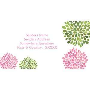  Pink Green Flower Petal Blooms Address Labels (5 pack 