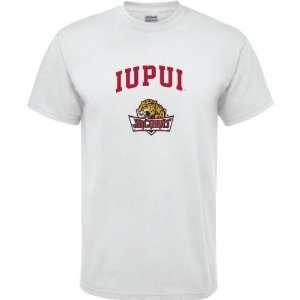 IUPUI Jaguars White Youth Arch Logo T Shirt:  Sports 