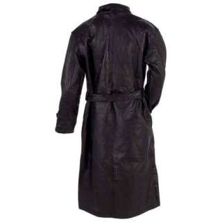 Black Leather Trench Coat Full Length Duster Mens NEW  