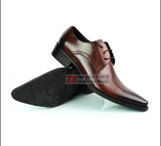 New real leather mens dress shoes Formal Lace up Wedding shoes Black 