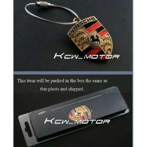  PORSCHE 3D LOGO GOLD METAL KEY CHAIN with Package 