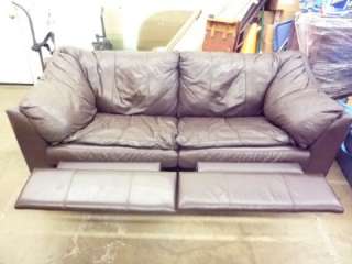 NICE KLAUSSNER GENUINE BROWN LEATHER RECLINER SOFA COUCH L@@K  