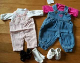 My Twinn Cuddly Doll Outfits Lot Apple Blossom Pink Denim Overalls 