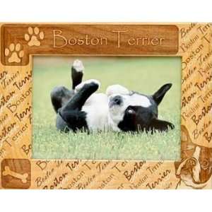  Boston Terrier Engraved Wooden Picture Frame