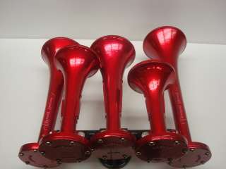   CAST PAT PEND P5 TRAIN HORN POWDER COATED IN CANDY RED/BLACK  
