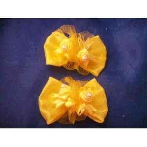  2 Satin Barrettes Bows 2.75 Long with Metal Clip   Dark 