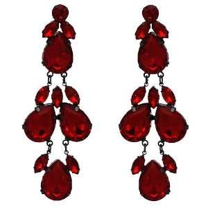  Distinctive Hematite Ruby Crystal Post Drop earrings 