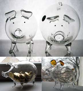 Big Handmade Glass Piggy Bank   Wedding Gift   Vintage & Classic (com 
