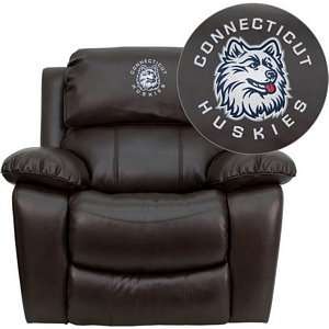   Huskies Embroidered Brown Leather Rocker Recliner