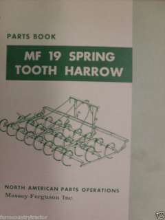 Massey Ferguson 19 Spring Tooth Harrow Parts Manual  