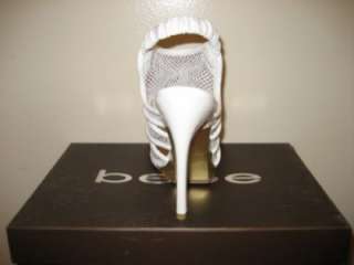 Bebe Lizzy White Sandal Shoes Pump High Heel Sz 7  