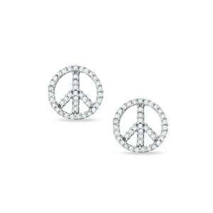 Gordons Jewelers Diamond Peace Stud Earrings in 10K White Gold 1/4 CT 