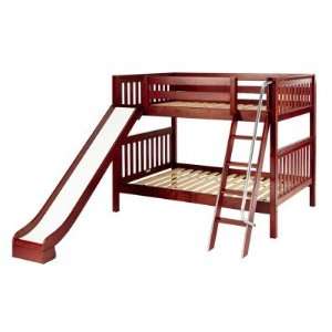 Maxtrix Full Size Low Bunk Bed w. Angle Ladder and Slide:  