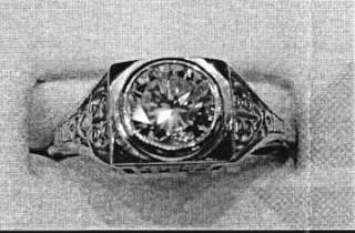 Antique Platinum Diamond Filigree Wedding Ring Set  