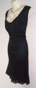   Woman Black Jersey Beaded Ruched Jeweled Cocktail Dress 22W 22  