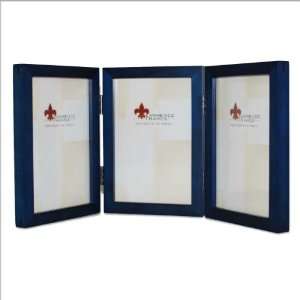   Blue Stained Hinged Triple Frame TriFold Picture Frame
