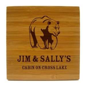  Bear Personalized Bamboo Coasters: Kitchen & Dining