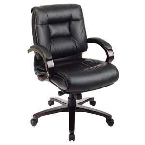 Deluxe Mid Back Executive Chair With Wood Arms:  Home 