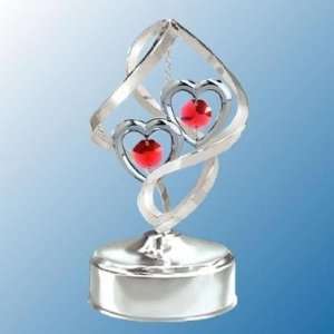   Spiral Twin Hearts Music Box   Red Swarovski Crystal: Home & Kitchen