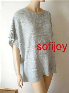 eskandar one sz KAFTAN top vest sweater cotton/cashmere/silk blue knit 