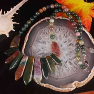 Natural Agate Jasper Gemstone Beads Necklace 18L  
