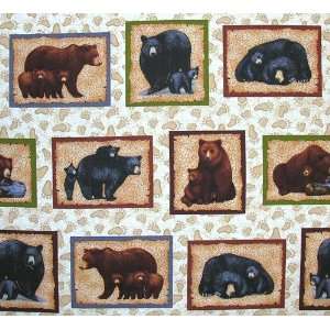  45 Wide Dan Bear Photos Tan Fabric By The Yard: Arts 