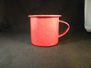 Vintage Enamel Red Camp Camping Enamelware Coffee Mug Tea Cup  