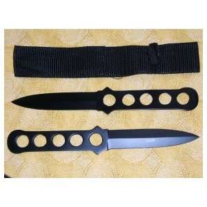 Two 9 Black Throwing Knives w/Sheath