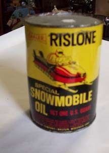 Vintage Shaler Rislone Snowmobile Motor Oil Can NOS  