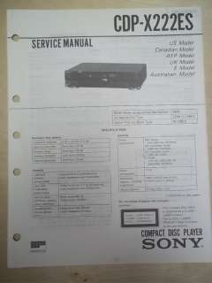 Sony Service/Repair Manual~CDP X222ES CD Player  