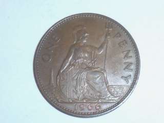 1966 British One Penny coin Elizabeth II (WC 14)  