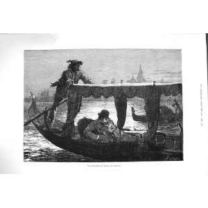  1879 HONEYMOON VENICE RIVER BOAT ROMANCE FINE ART
