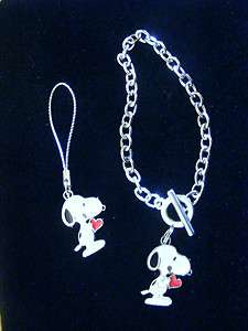Snoopy I give My Heart cell phone charm or Bracelet or Key chain Charm 