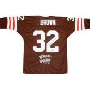  Jim Brown Autographed Embroidered Custom Stat Jersey 