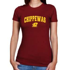   Michigan Chippewas Ladies Scarlet Logo Arch T shirt