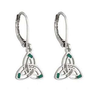  Lucky Crystal Trinity Knot Drop Earrings   Made in Ireland 